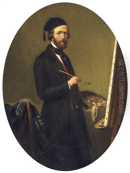 Autoportrait Devant Le Chevalet Oil Painting by Theodore Bernard de Heuvel