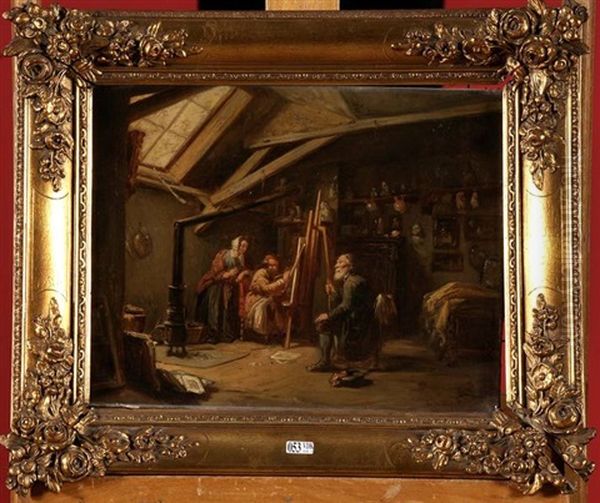 Dans L'atelier Du Peintre Oil Painting by Theodore Bernard de Heuvel