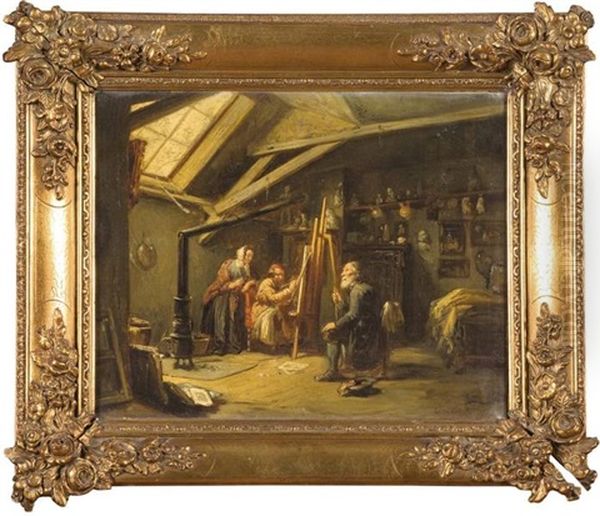 Dans L'atelier Du Peintre Oil Painting by Theodore Bernard de Heuvel