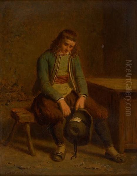 Le Joueur Depite Oil Painting by Theodore Bernard de Heuvel