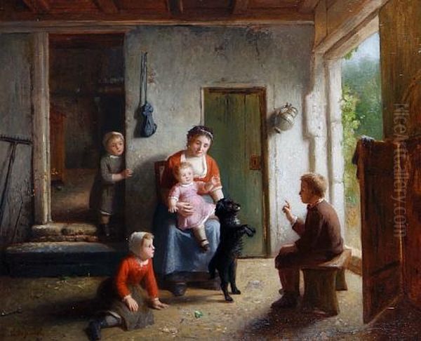 L'education Du Chien Oil Painting by Theodore Bernard de Heuvel