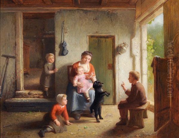 L'education Duchien Oil Painting by Theodore Bernard de Heuvel