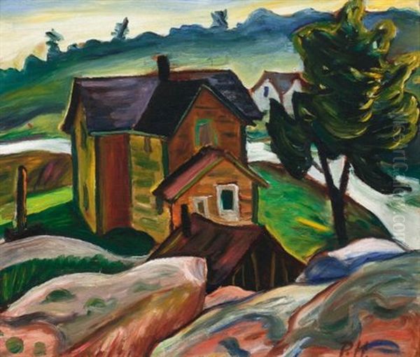 White Fish Falls, Georgian Bay Oil Painting by Efa Prudence Heward