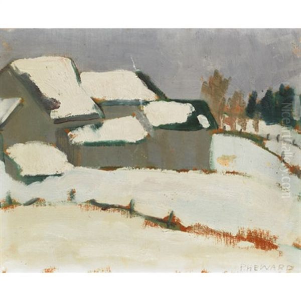 Farm In Winter Oil Painting by Efa Prudence Heward