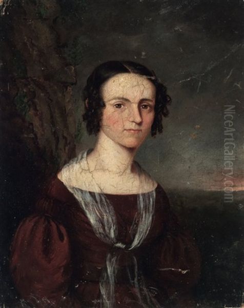 Portrait Of A Lady Oil Painting by Amasa Hewins