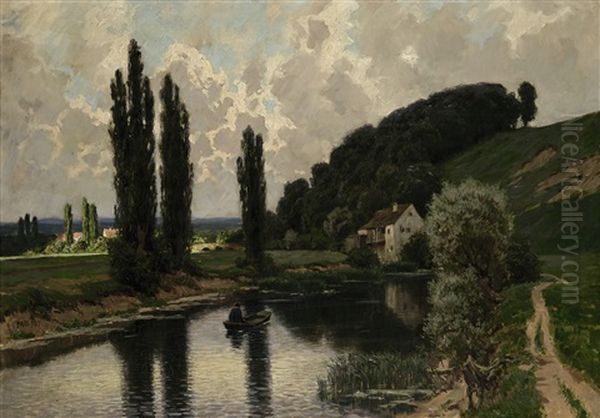 Ruderer Auf Einem Kleinen Fluss Oil Painting by Paul Hey