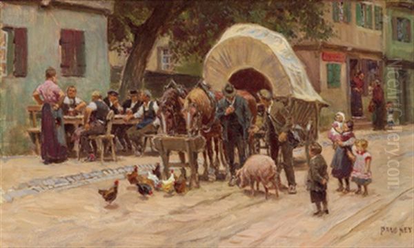 Vor Dem Gasthaus Oil Painting by Paul Hey