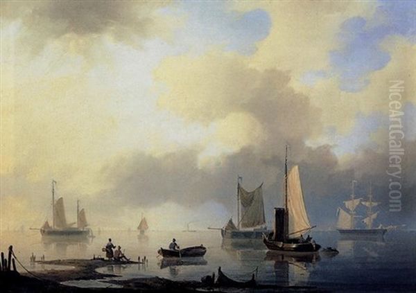 Shipping On A Calm Sea by Herman Henry op der Heyde