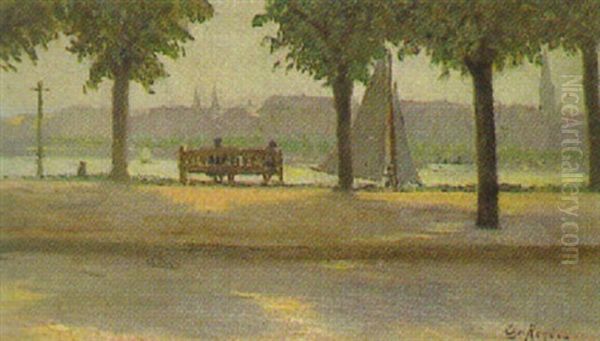 Blick Auf Die Alster Oil Painting by Christian Heyden