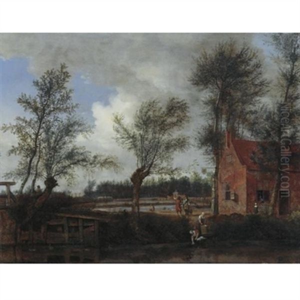 The Inn Of The Zwarte Varcken, Maarsseveen Oil Painting by Jan Van Der Heyden