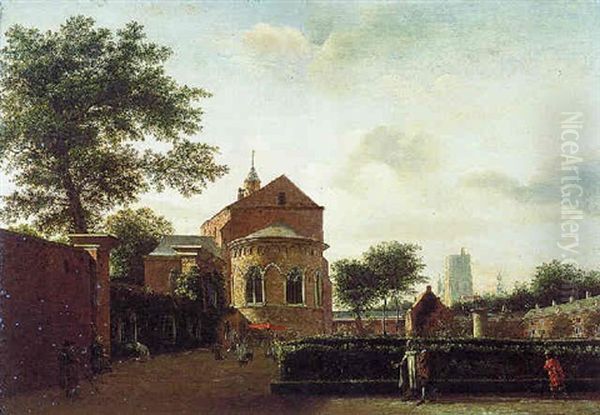 Procession Du Saint-sacrement Dans Le Jardin De L'eglise Sainte Cecile A Cologne Oil Painting by Jan Van Der Heyden