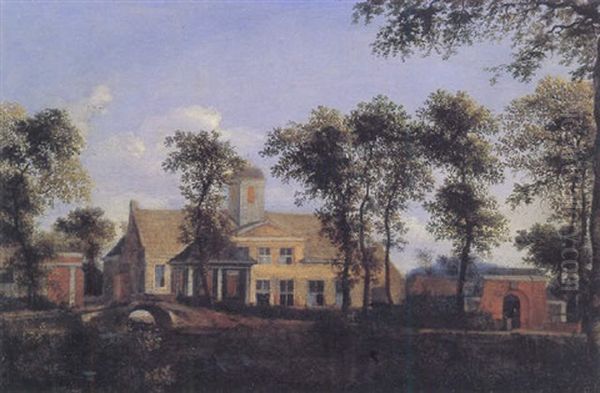 View Of Goudesteyn Castle On The Vecht Oil Painting by Jan Van Der Heyden