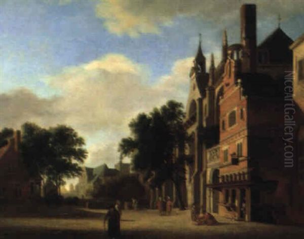 Ansicht Einer Hollandischen Stadt Oil Painting by Jan Van Der Heyden