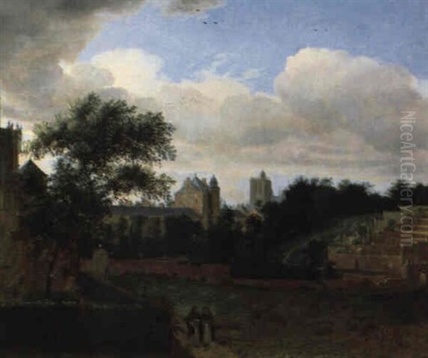 Garten Des Alten Palais In Brussel Oil Painting by Jan Van Der Heyden