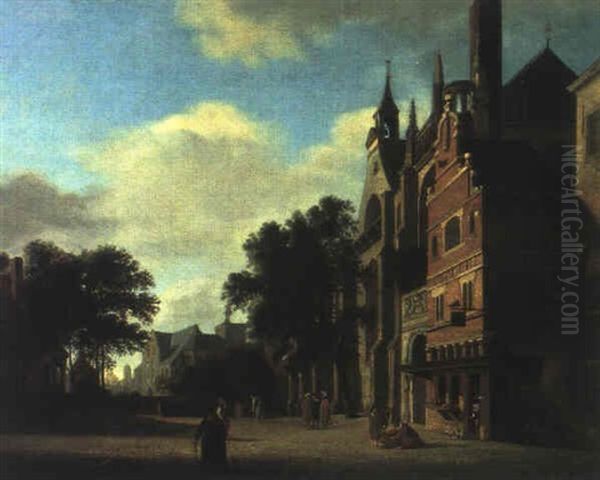 Ansicht Einer Hollaendischen Stadt Oil Painting by Jan Van Der Heyden