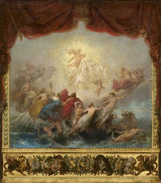 Apollo Mit Den Horen: Entwurf Fur Einen Theatervorhang Oil Painting by Otto Johann Heinrich Heyden