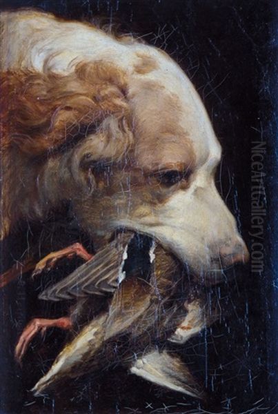 Jagdhund Mit Beute Oil Painting by Otto Johann Heinrich Heyden