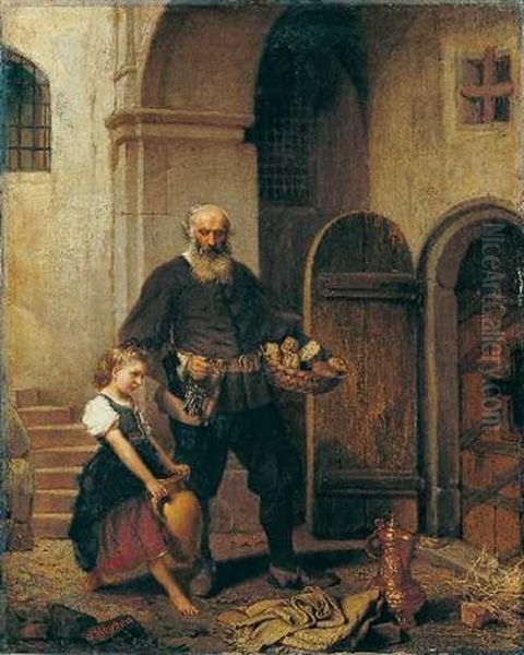 Der Kerkermeister Und Seine Tochter Oil Painting by Otto Johann Heinrich Heyden