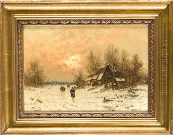 Winterlandschaft Oil Painting by Friedrich Josef Nicolai Heydendahl