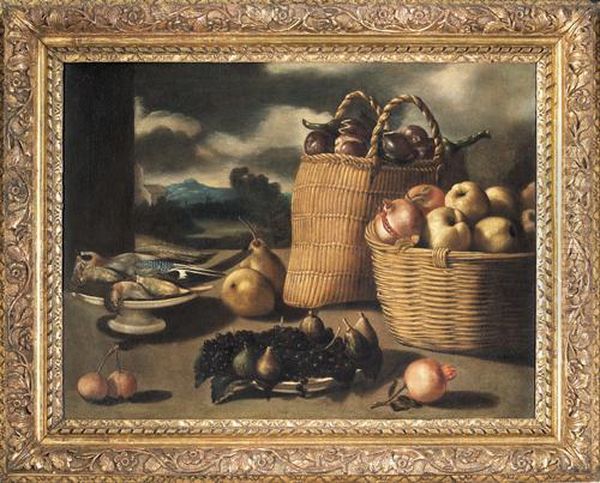 Natura Morta Con Cesti Di Frutta E Ortaggi Oil Painting by Paolo Antonio Barbieri