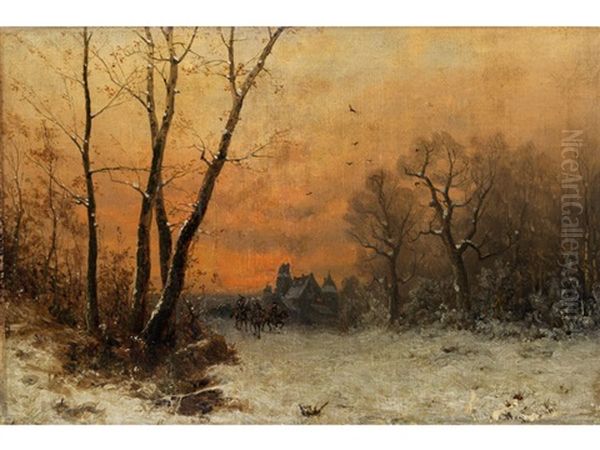 Nachmittagliche Winterlandschaft Oil Painting by Friedrich Josef Nicolai Heydendahl