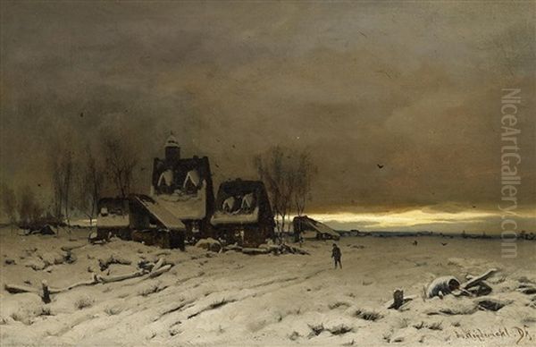 Winterabend Oil Painting by Friedrich Josef Nicolai Heydendahl