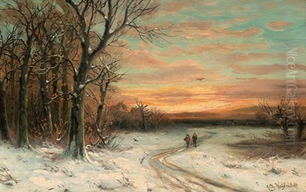 Abendspaziergang Oil Painting by Friedrich Josef Nicolai Heydendahl