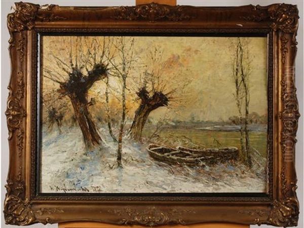 Bord De Rhin En Hiver Oil Painting by Friedrich Josef Nicolai Heydendahl