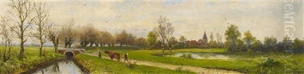 Landschaft Am Niederrhein Oil Painting by Friedrich Josef Nicolai Heydendahl