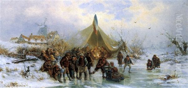 Wintervergnugen Oil Painting by Friedrich Josef Nicolai Heydendahl