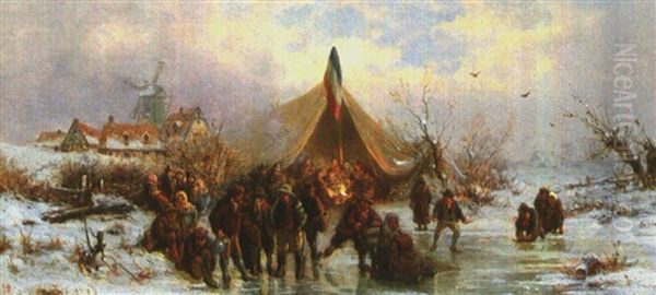 Wintervergnugen Oil Painting by Friedrich Josef Nicolai Heydendahl