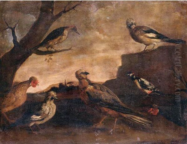 Birds In A Landscape Oil Painting by Paolo Antonio Barbieri