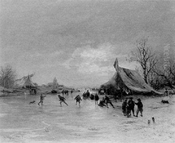 Eisvergnugen Oil Painting by Friedrich Josef Nicolai Heydendahl