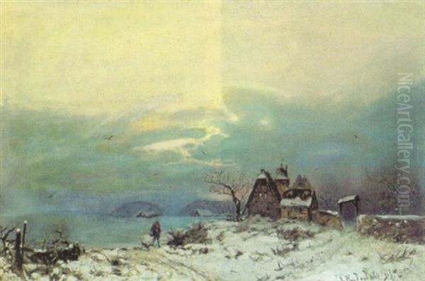 Winterlandschaft Mit Hausern Oil Painting by Friedrich Josef Nicolai Heydendahl