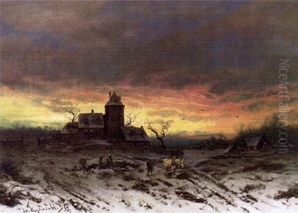 Winterlandschaft Bei Sonnenuntergang by Friedrich Josef Nicolai Heydendahl