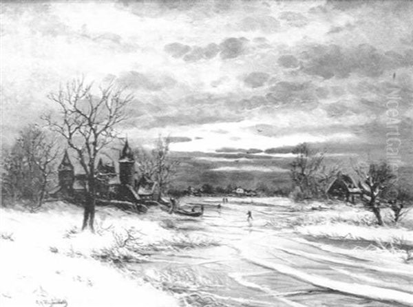 Eisvergnugen Oil Painting by Friedrich Josef Nicolai Heydendahl