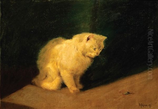 Cat Oil Painting by Arthur Heyer