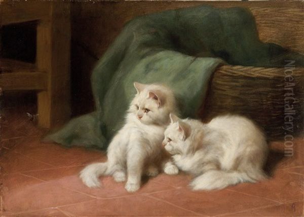 Zwei Katzen Oil Painting by Arthur Heyer