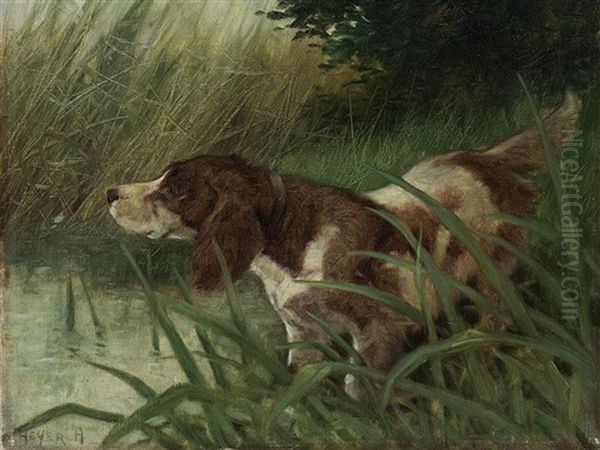 Hunting Dog Oil Painting by Arthur Heyer