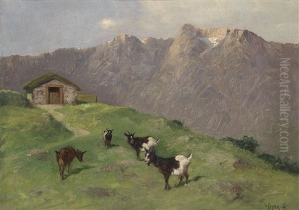 Bergziegen Oil Painting by Arthur Heyer