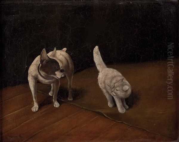 Katz Und Hund Oil Painting by Arthur Heyer