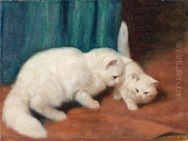 Zwei Katzchen Mit Kafer Oil Painting by Arthur Heyer