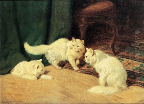 Three Cats Oil Painting by Arthur Heyer