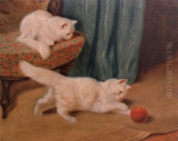 Katzen Mit Ball Oil Painting by Arthur Heyer