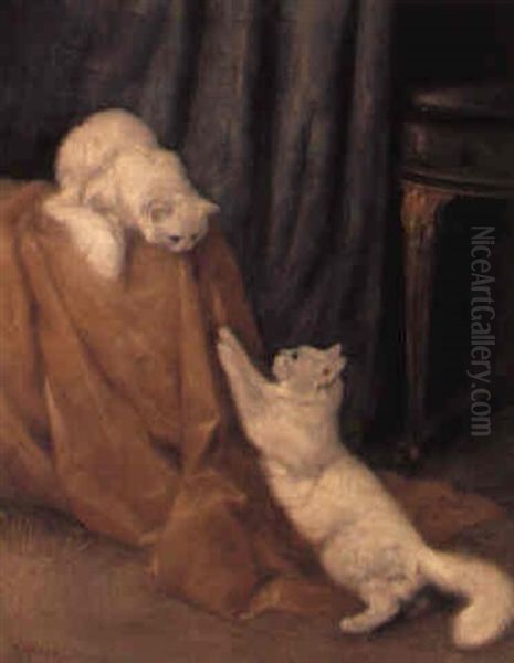 Persian Cats In An Interior by Arthur Heyer