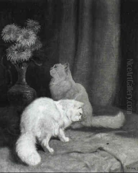 Curious Cats Oil Painting by Arthur Heyer