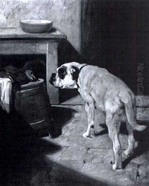 The Bulldog And The Puppet Oil Painting by Arthur Heyer