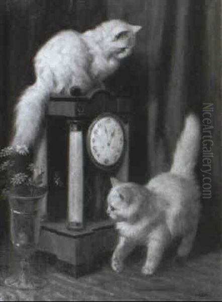 Spielende Katzen Oil Painting by Arthur Heyer