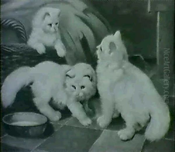 Drei Weisse Katzen Oil Painting by Arthur Heyer