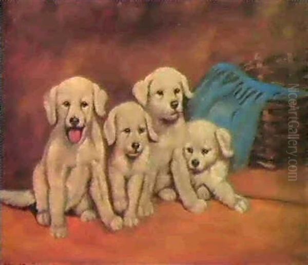 Vier Junge Hunde Oil Painting by Arthur Heyer